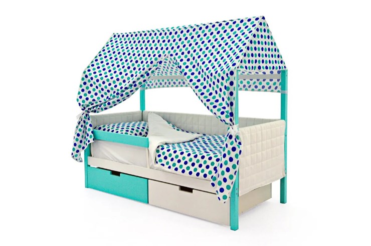 Кровать-домик в детскую «Svogen мятный-белый» мягкая в Вологде - изображение 1