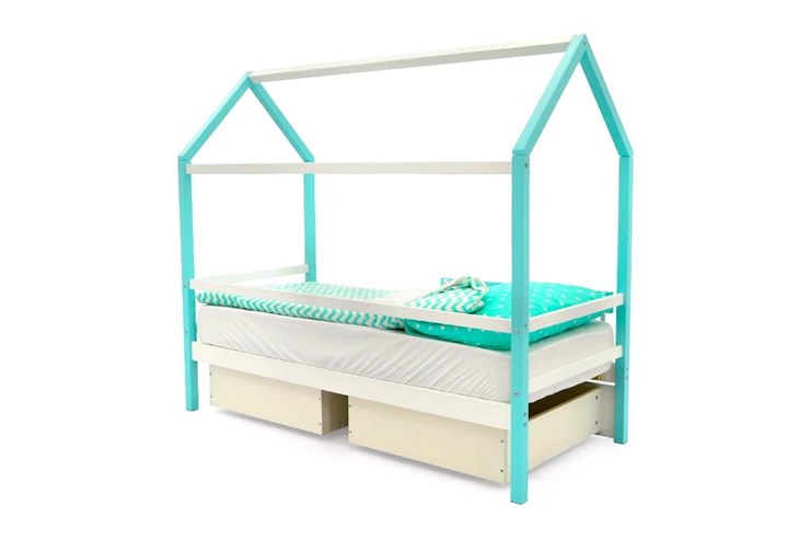 Детская кровать-домик Svogen мятный-белый в Вологде - изображение 4