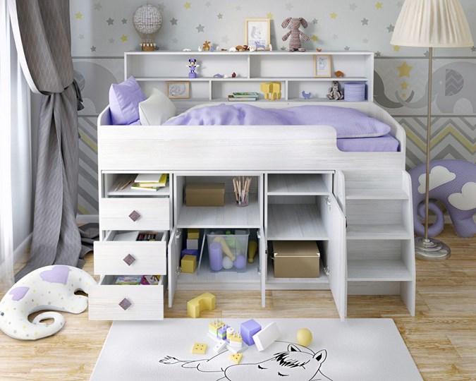 Кровать-чердак детская Малыш-5, цвет Винтерберг в Вологде - изображение 3