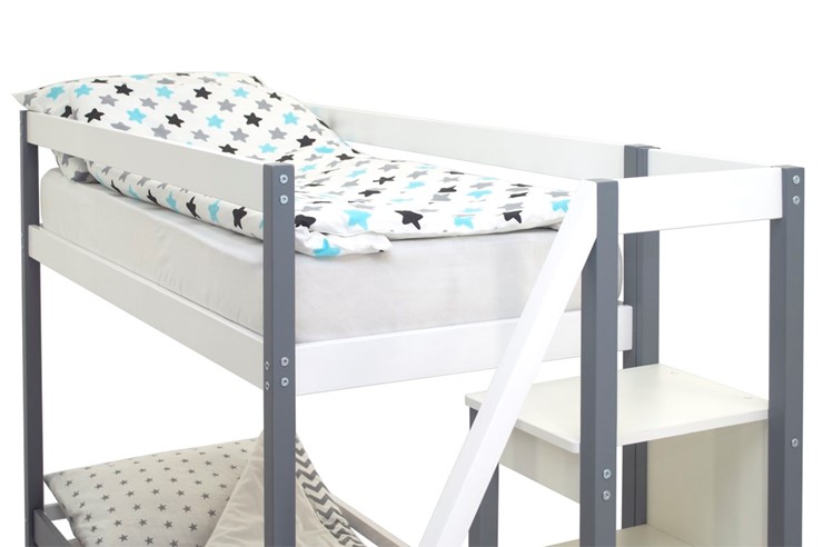 Двухэтажная детская кровать Svogen графит-белый в Вологде - изображение 10