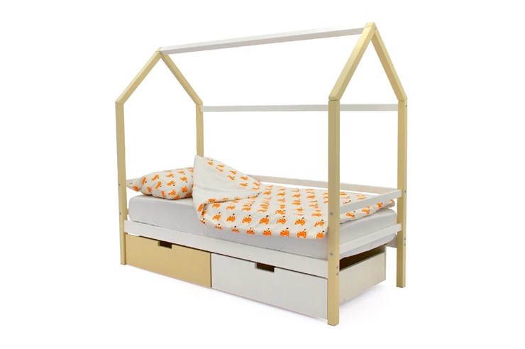Кровать-домик детская Svogen бежево-белый в Вологде - изображение 3