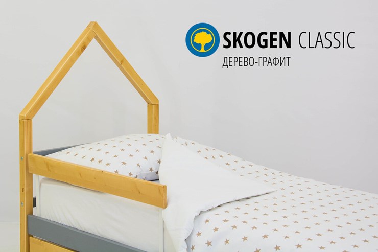 Детская кровать-домик мини Skogen дерево-графит в Вологде - изображение 3