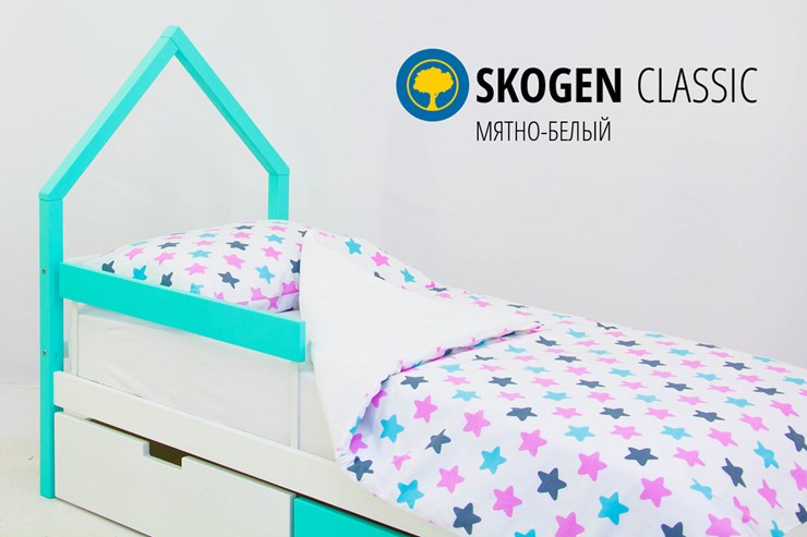 Детская кровать-домик мини Skogen белый-мятный в Вологде - изображение 3