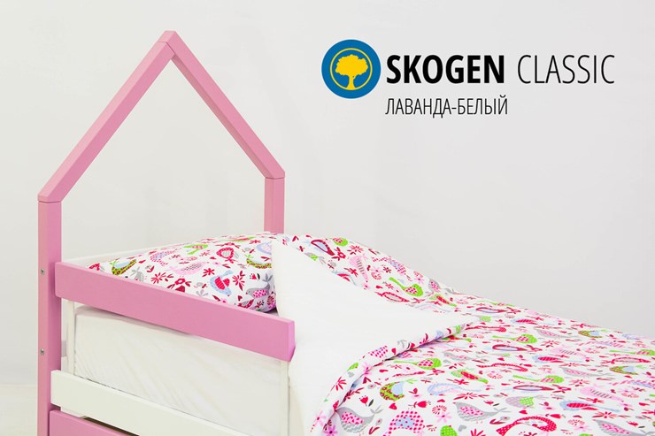 Кровать-домик в детскую мини Skogen белый-лаванда в Вологде - изображение 3