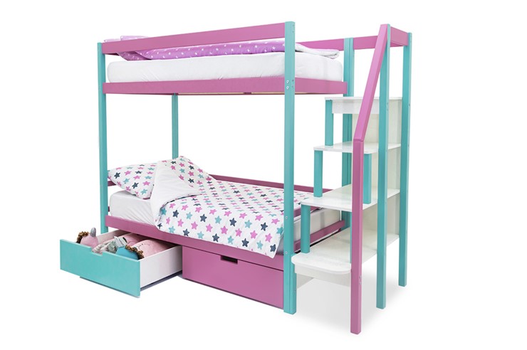 Детская 2-этажная кровать Svogen мятный-лаванда в Вологде - изображение 5