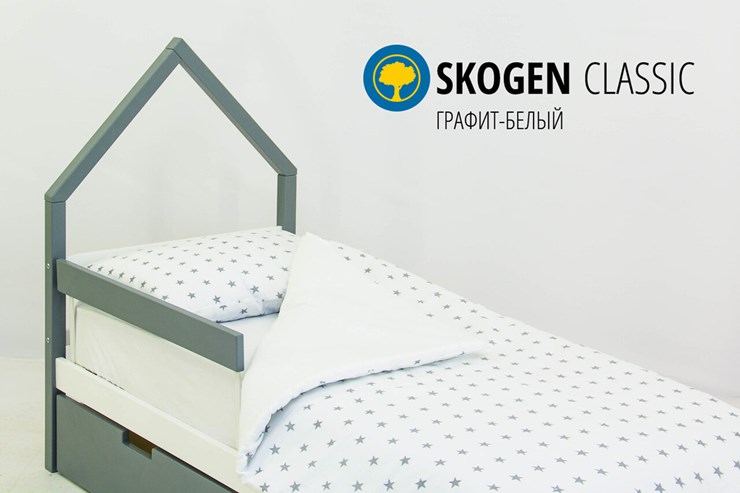 Кровать-домик мини Skogen графит-белый в Вологде - изображение 2