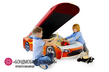 Кровать-машина в детскую Бондимобиль красный в Вологде - предосмотр 1