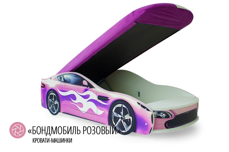 Кровать-машина в детскую Бондимобиль розовый в Вологде - изображение 1