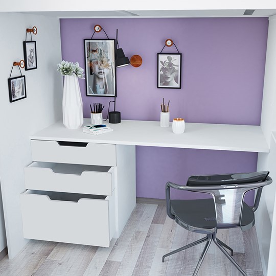 Кровать 2-х ярусная с письменным столом и шкафом POLINI Kids Simple Белый в Вологде - изображение 5
