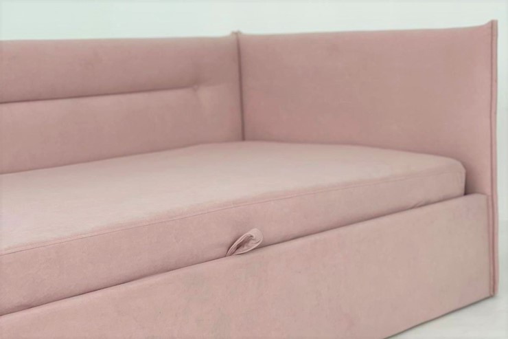 Кровать в детскую 0.9 Альба (Тахта), нежно-розовый (велюр) в Вологде - изображение 4