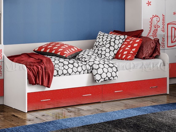 Подростковая кровать Алфавит (Красный) с ящиками в Вологде - изображение