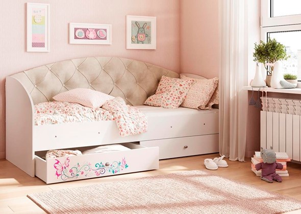 Односпальная детская кровать Эльза без бортика, Бежевый (латы) в Вологде - изображение