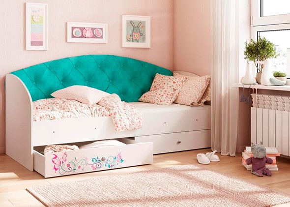 Детская кровать Эльза без бортика, Бирюза (латы) в Вологде - изображение