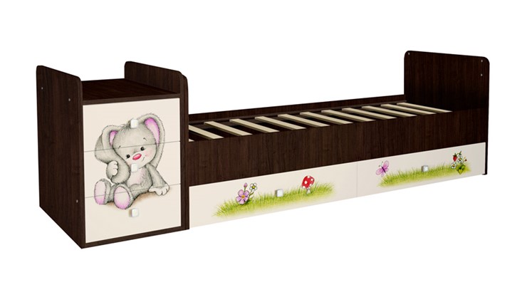 Детская кровать Фея 1100 Зайчонок Венге-бежевый в Вологде - изображение 1