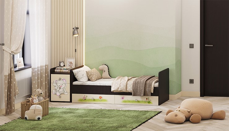 Детская кровать Фея 1100 Зайчонок Венге-бежевый в Вологде - изображение 5