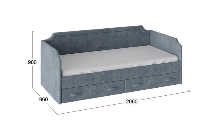 Кровать подростковая Кантри Тип 1, ТД-308.12.02 (Замша синяя) в Вологде - изображение 2