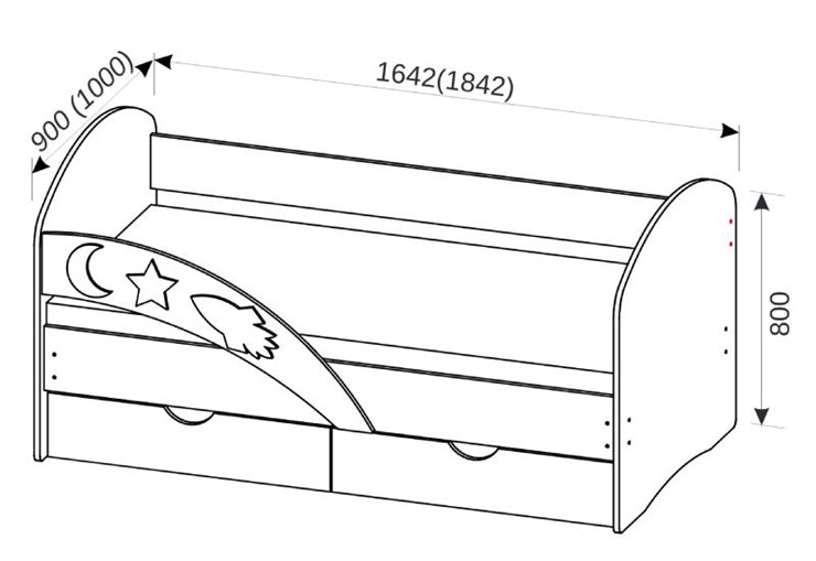 Кровать в детскую Космос 1600х800 с бортиком, без ящиков в Вологде - изображение 2