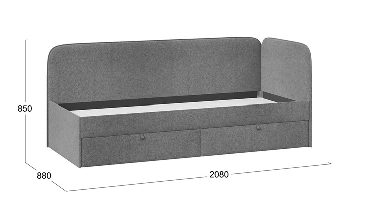 Кровать подростковая Молли тип 1 (80), Микровелюр Scandi Graphite 22 в Вологде - изображение 3