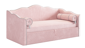 Детская кровать для девочки Лея (Софа) 90х200 (нежно-розовый (велюр)/галька (велюр)) в Вологде