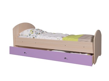 Кровать детская с ящиком Мозайка без бортиков, корпус Млечный дуб/фасад Ирис (щиты) в Вологде