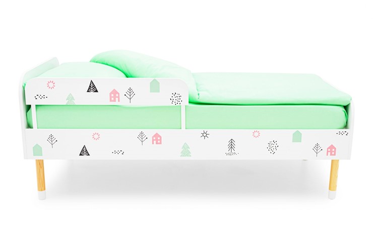 Кроватка Stumpa Классика "Домики розовый, бирюзовый" в Вологде - изображение 5