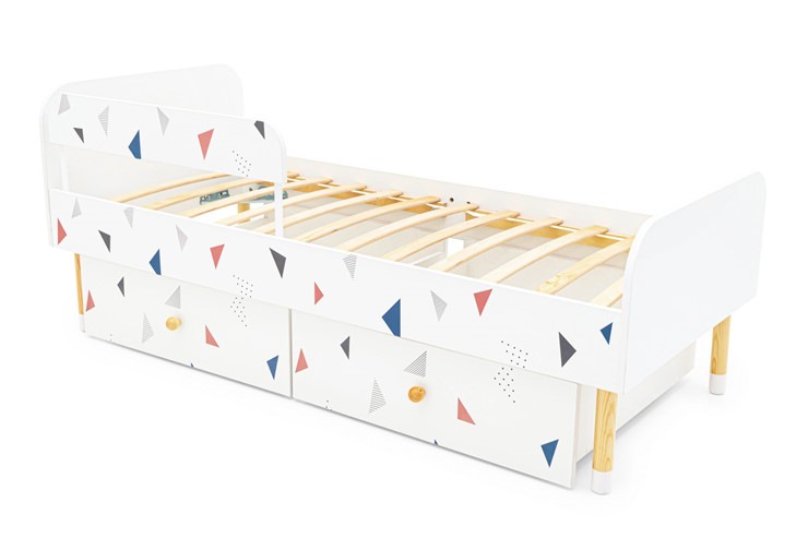 Детская кровать Stumpa Классика "Треугольники розовый, синий" в Вологде - изображение 11
