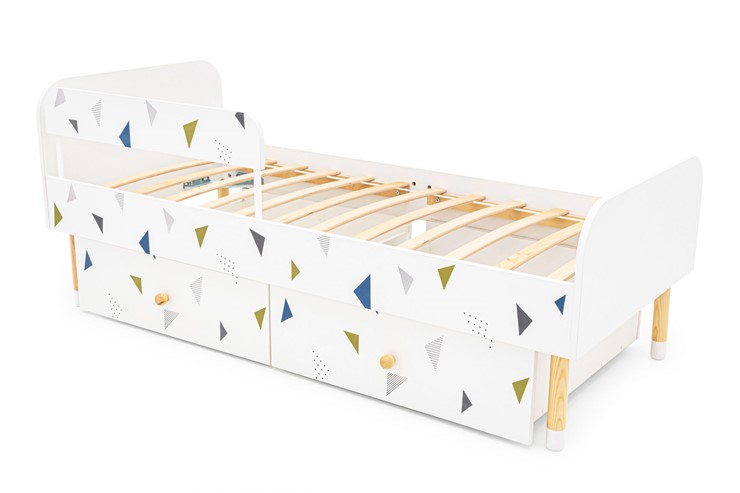 Детская кровать Stumpa Классика "Треугольники зеленый, синий" в Вологде - изображение 7