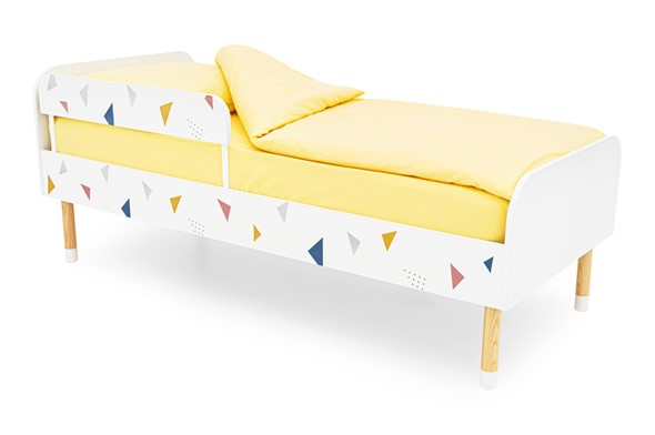 Кровать в детскую Stumpa Классика "Треугольники желтый, синий, розовый" в Вологде - изображение