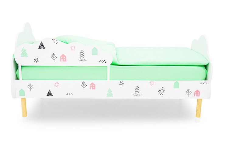 Кровать в детскую Stumpa Облако "Домики розовый, бирюзовый" в Вологде - изображение 1