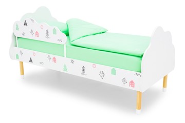 Кровать в детскую Stumpa Облако "Домики розовый, бирюзовый" в Вологде - предосмотр
