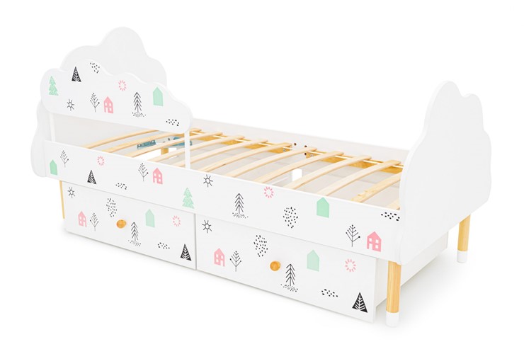 Кровать в детскую Stumpa Облако "Домики розовый, бирюзовый" в Вологде - изображение 7
