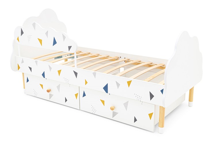 Кровать детская Stumpa Облако "Треугольники желтый, синий" в Вологде - изображение 7