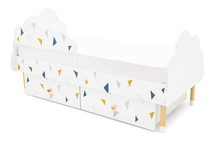 Кровать детская Stumpa Облако "Треугольники желтый, синий" в Вологде - изображение 9