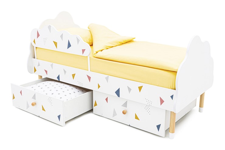 Кроватка Stumpa Облако "Треугольники желтый, синий, розовый" в Вологде - изображение 4