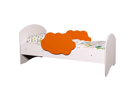 Кровать с бортиками Тучка, корпус Белый, фасад Оранжевый в Вологде - изображение