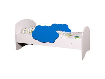 Детская кровать с бортиками Тучка, корпус Белый, фасад Синий в Вологде