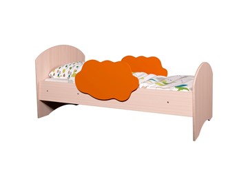 Кровать с бортиками Тучка, корпус Дуб млечный, фасад Оранжевый в Вологде
