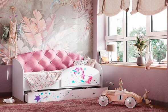 Кровать детская односпальная Звездочка с бортиком, Розовый в Вологде - изображение
