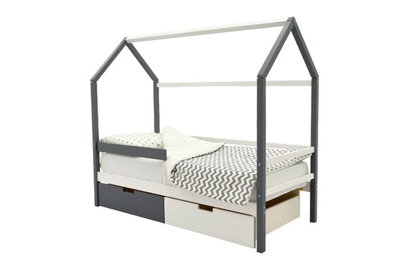 Кровать-домик в детскую Svogen графит-белый в Вологде - изображение