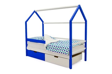 Кровать-домик детская Svogen сине-белый в Вологде