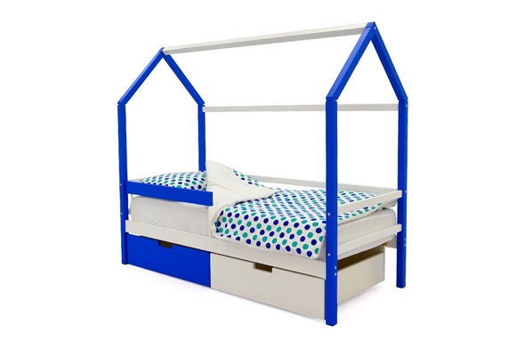 Кровать-домик детская Svogen сине-белый в Вологде - изображение