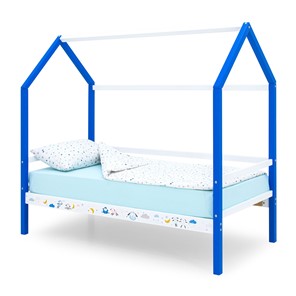 Детская кровать-домик Svogen сине-белый/барашки в Вологде