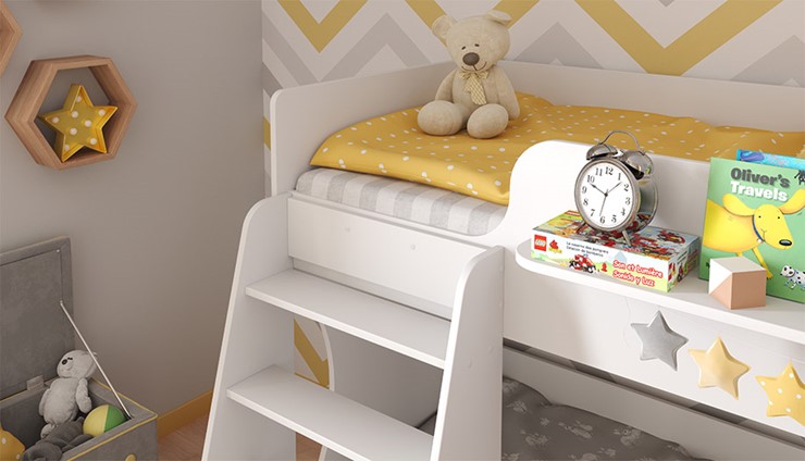 Кровать-чердак POLINI Kids Dream 1500 Белый в Вологде - изображение 4