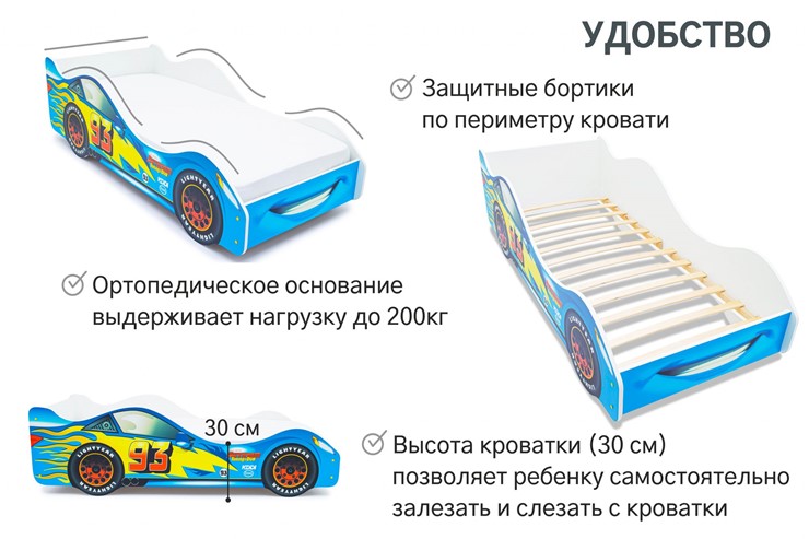 Кровать-машина Тачка синяя в Вологде - изображение 4