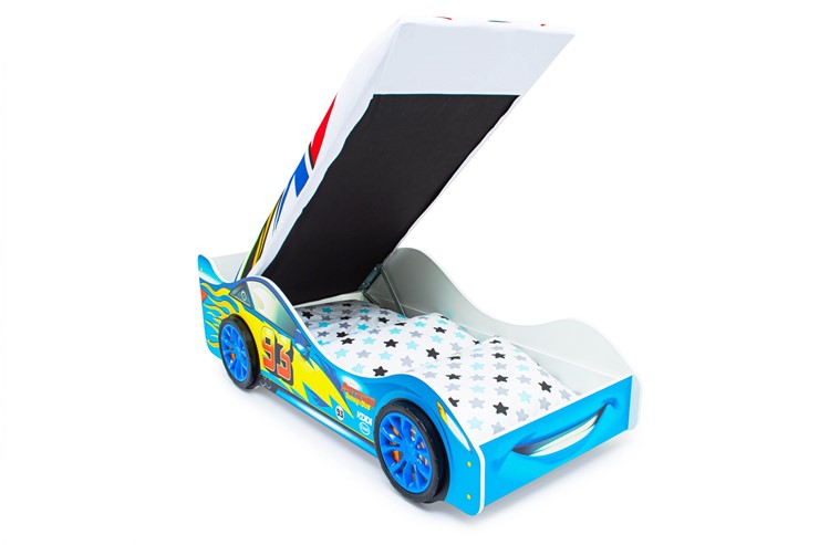 Кровать-машина детская Тачка синяя с подъемным механизмом в Вологде - изображение 4