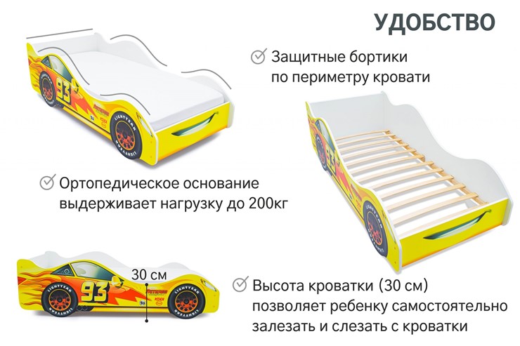 Кровать-машина детская Тачка желтая в Вологде - изображение 5