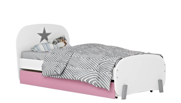 Детская кровать POLINI Kids Mirum 1915 Белый / Розовый в Вологде - изображение
