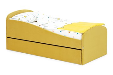 Мягкая кровать с ящиком Letmo горчичный (велюр) в Вологде