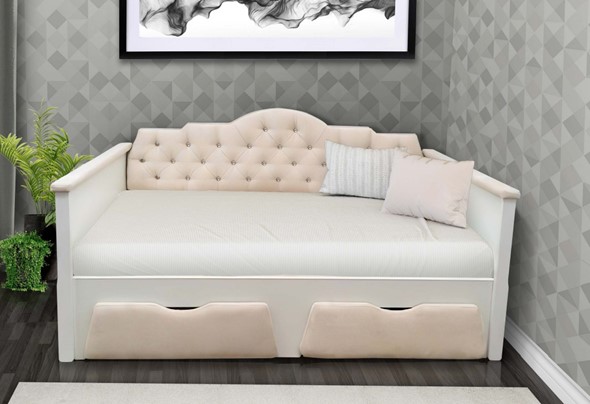 Детская кровать-софа Фея 800х1600, ЛДСП белый/ткань велюр в Вологде - изображение