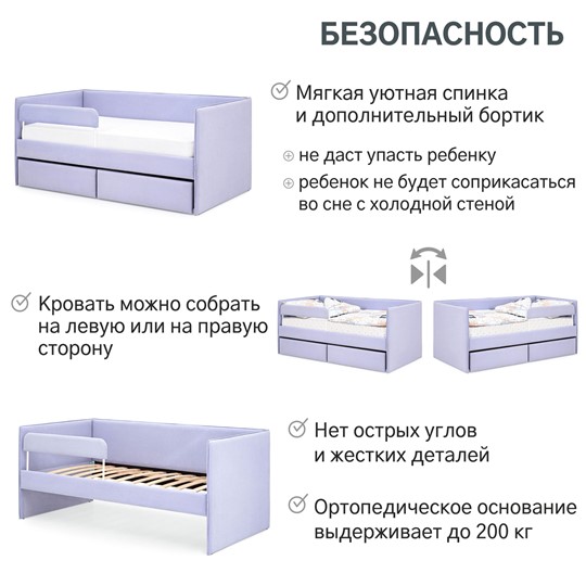 Кровать в детскую Soffal нежная сирень (микрошенилл) в Вологде - изображение 20